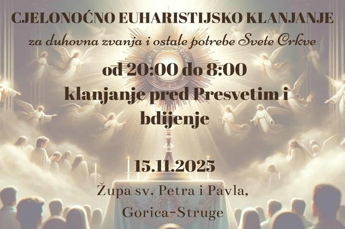 Cjelonoćno euharistijsko klanjanje u župi sv. Petra i Pavla – Gorica/Struge