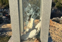 FOTO | Vandaliziran Gospin kip na Gradini: Slomljen kip i razbijeno staklo spomenika