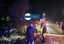 FOTO | Bobanovo: Automobil sletio s ceste, promet obustavljen