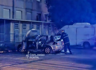 FOTO | U centru Čapljine izgorio Golf 4; policija vrši očevid