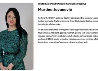 Vlada FBiH ovlastila Čapljinku Martinu Jovanović za obavljanje poslova iz nadležnosti ministarstva Vojina Mijatovića